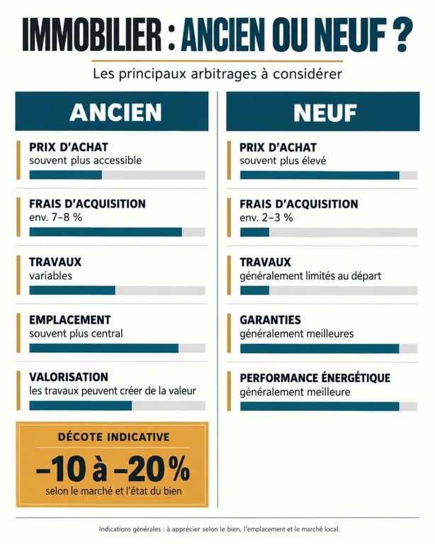 Investissement immobilier ancien : comparaison visuelle entre ancien et neuf