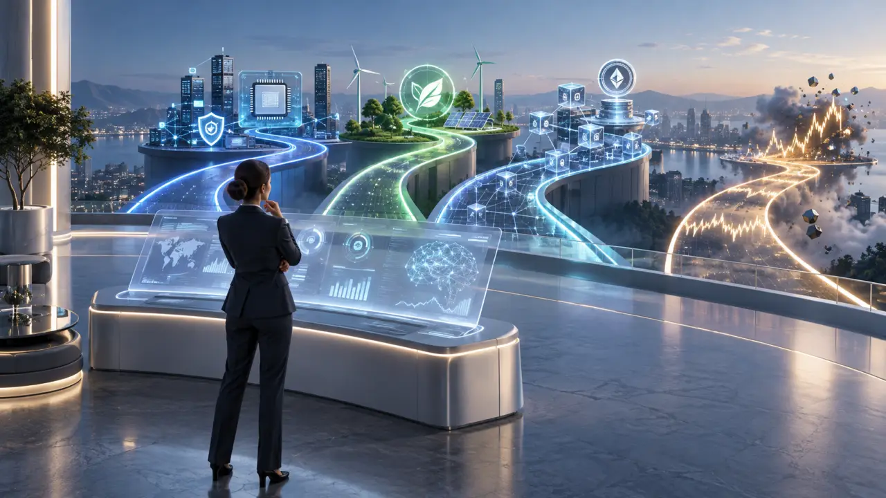 Visualisation 3D de données financières et de secteurs d'investissement thématiques