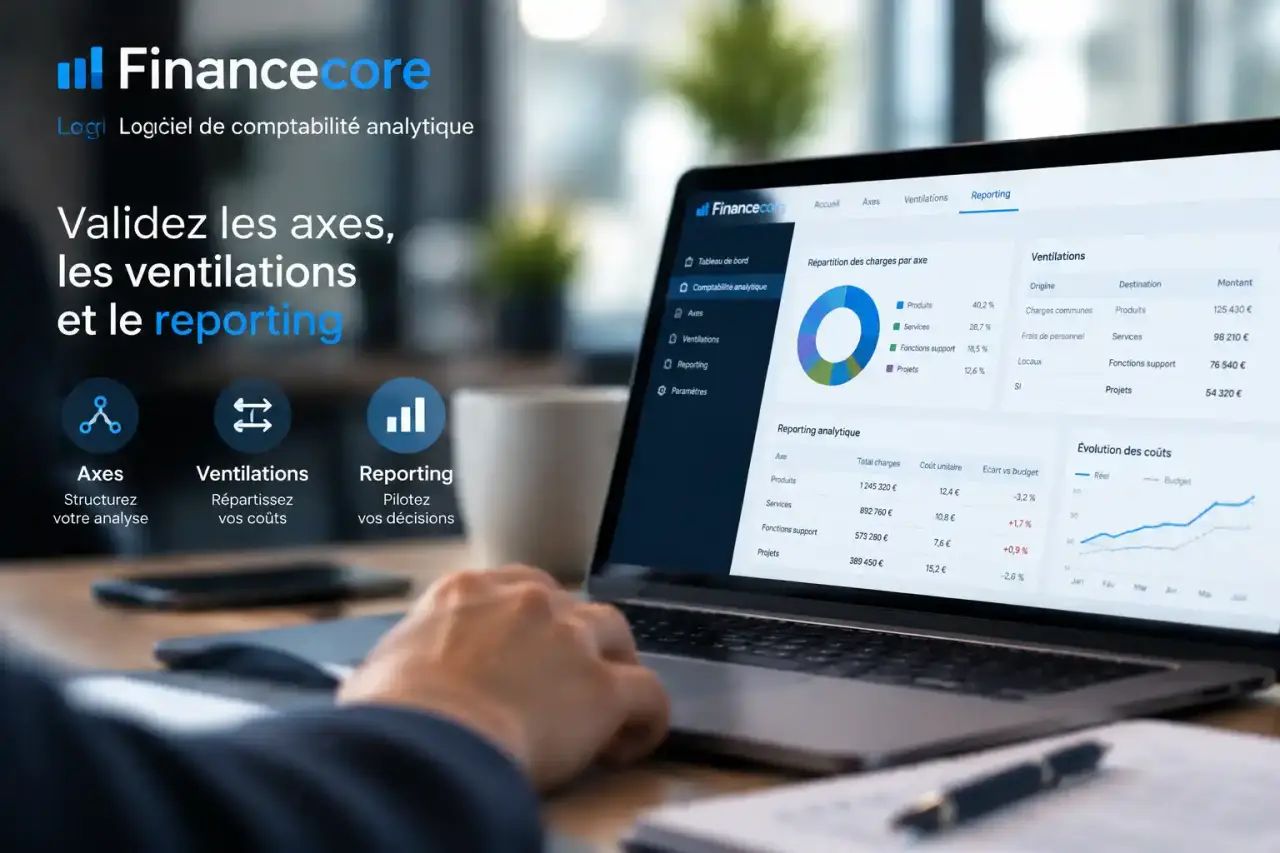 Logiciel de comptabilité analytique Financecore : validez les axes, les ventilations et le reporting